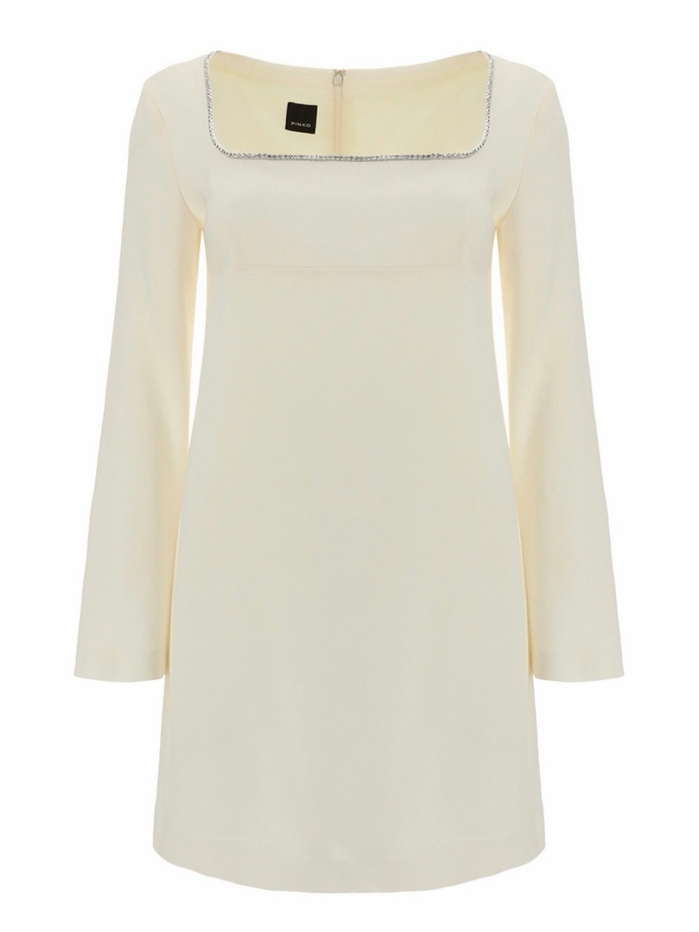 Pinko Cream Long-Sleeve Jewel-Trim Dress Ribelle Abito